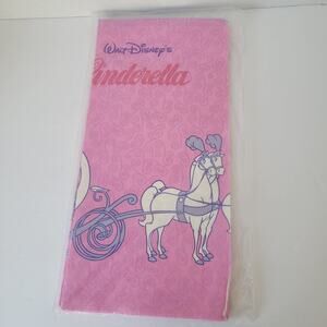 NEW Vtg RARE Disney Cinderella 54x89 Pink Table Cover Hallmark Party Express